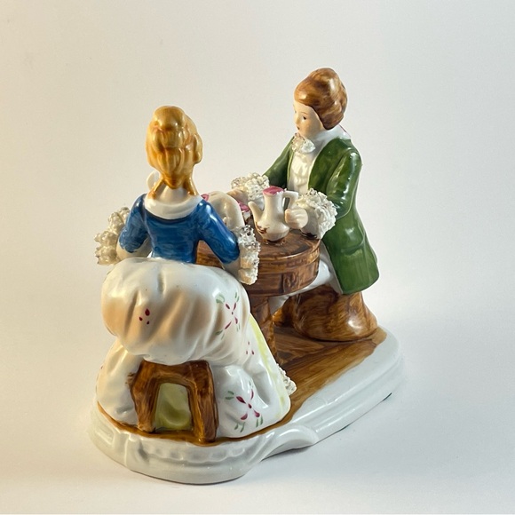Handpainted Seated Victorian Figures Porcelain Ceramic - Picture 6 of 13